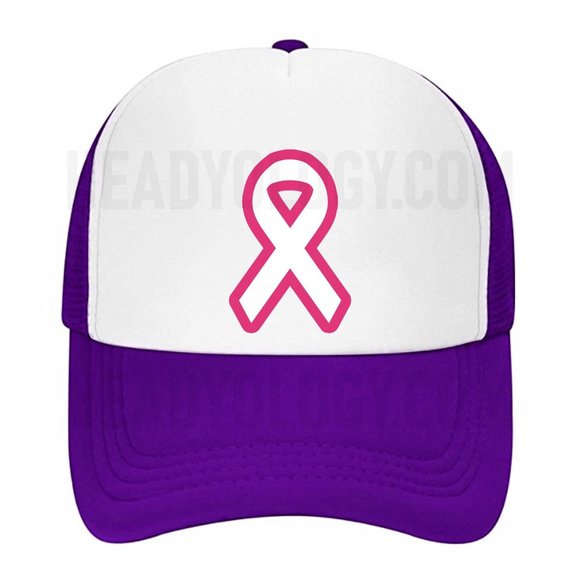 Cancer Awareness Hat Pink Ribbon Baseball Trucker Hat(Choose your color) - Picture 9 of 16
